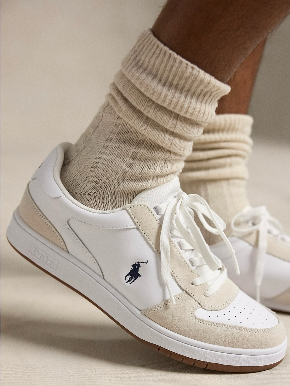 Polo Ralph Lauren Polo Court White Suede Mix Sneakers Men’s Size 9